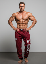 Bodybuilding Training Pants Red/Black Striped Unisex Art.253