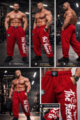 Bodybuilding Training Pants Red/Black Striped Unisex Art.253