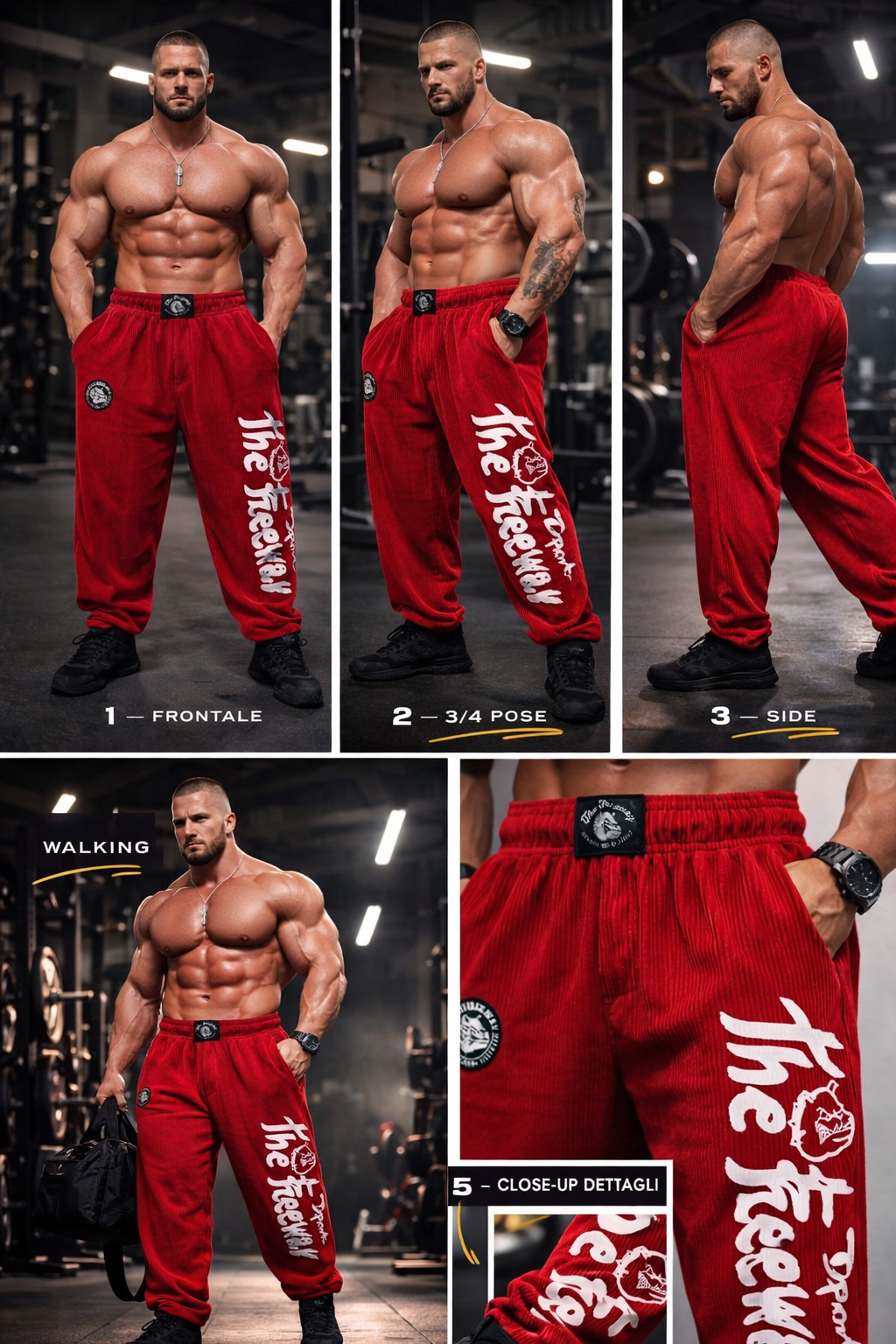 Bodybuilding Training Pants Red/Black Striped Unisex Art.253