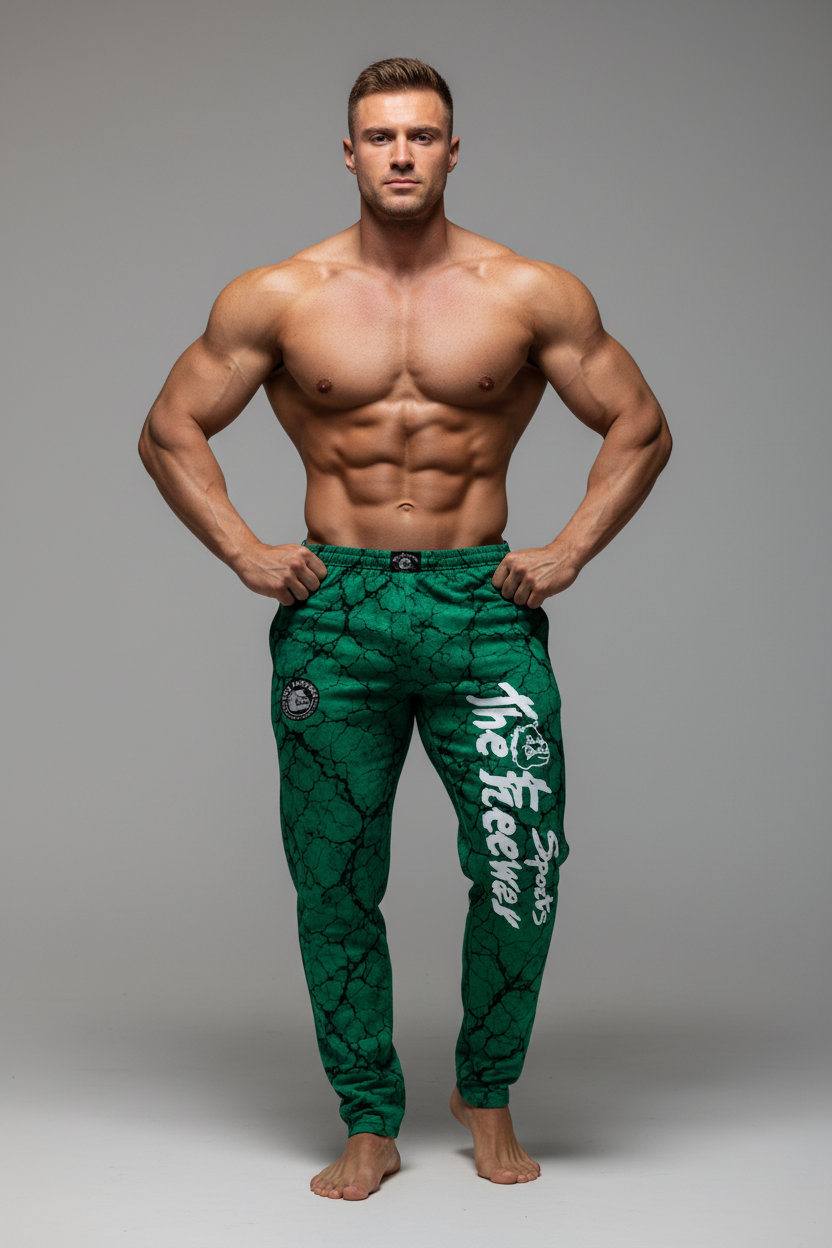Unisex Bodybuilding Training Trousers - Marbled Green