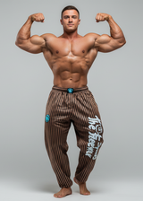 Bodybuilding Training Pants Mustard Yellow/Black Striped Unisex Art.253