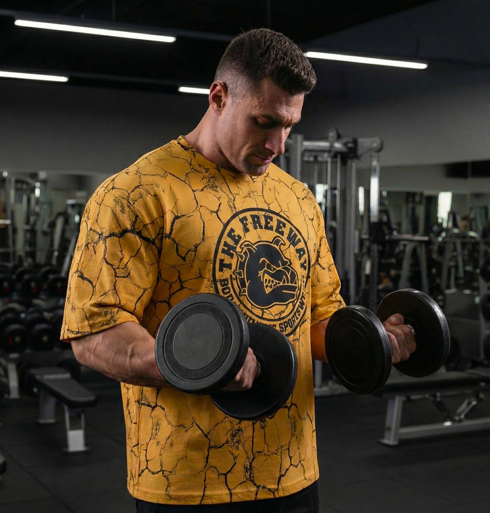 Bodybuilding Rag Top Rounded - Marbled Mustard